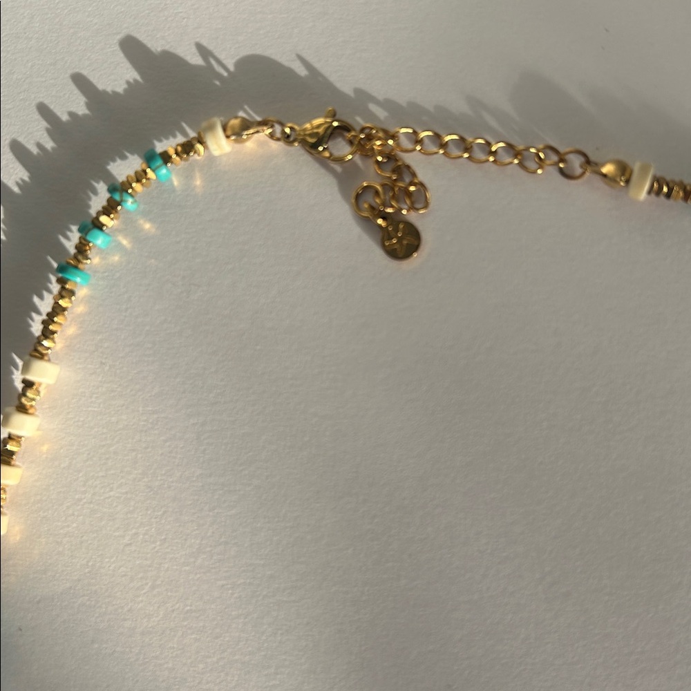 Turquoise and Gold Beaded Necklace - Picture 4 of 5